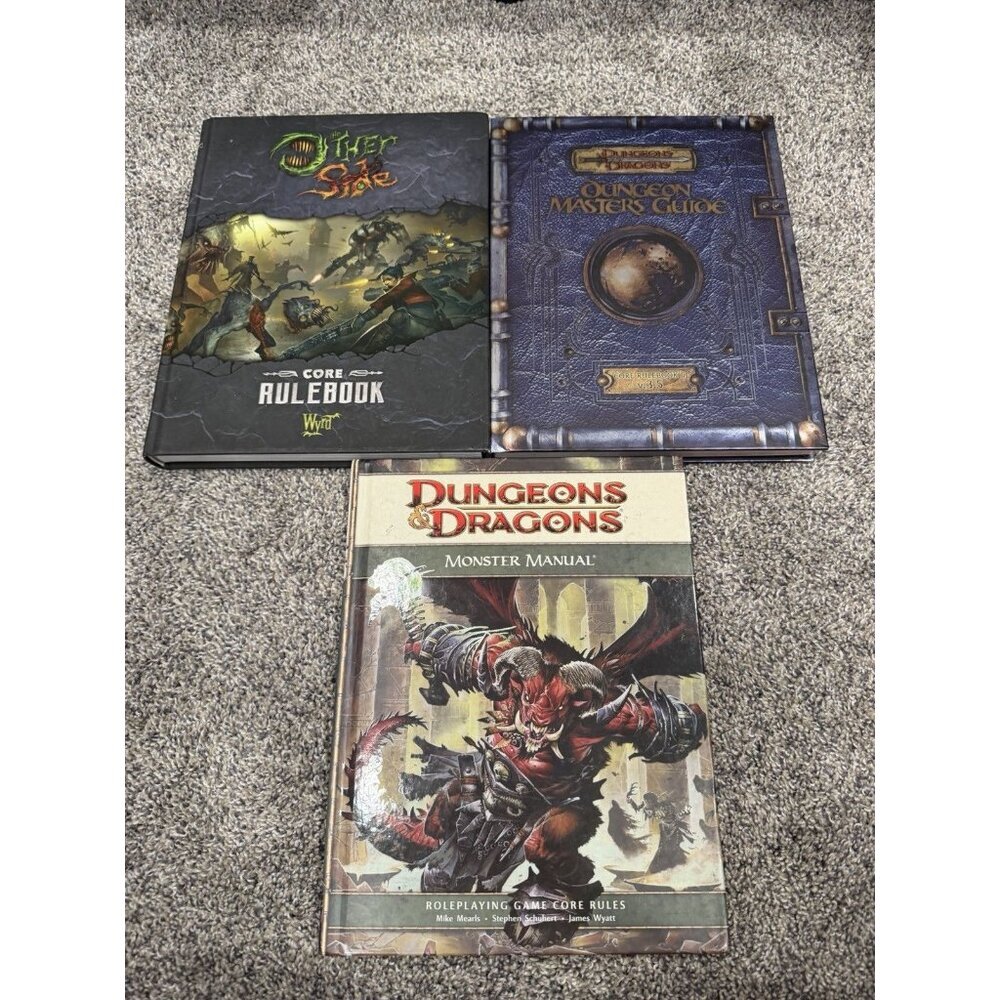 3x Dungeon And Dragons Books Core Rule Book, Masters Guide, Monster Manual